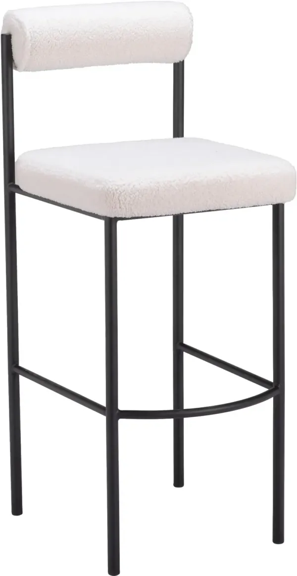 Ginosa Ivory Shearling Barstool
