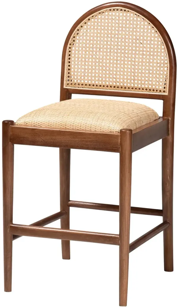 Maryland Natural Rattan and Acacia Wood Counter Stool