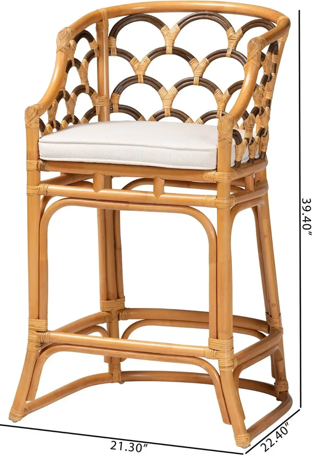 Veneto Light Brown Rattan Bar Stool