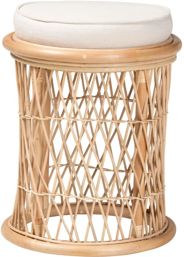 Junius Light Brown and White Ottoman Footstool