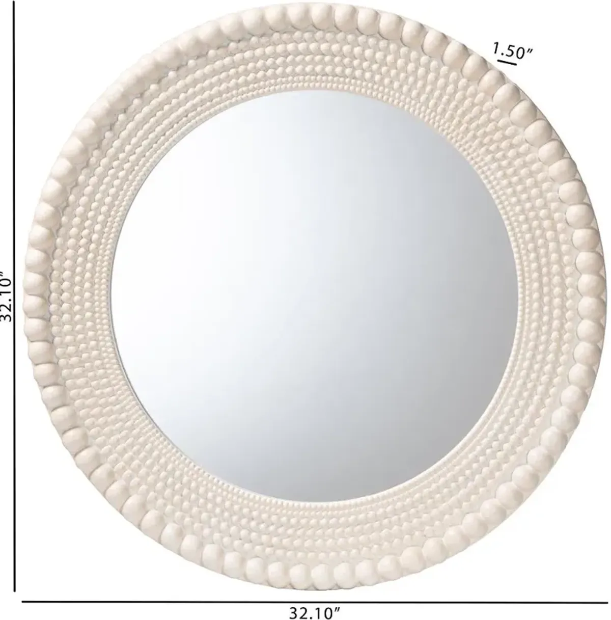 Grazia Pearl White Round Accent Mirror