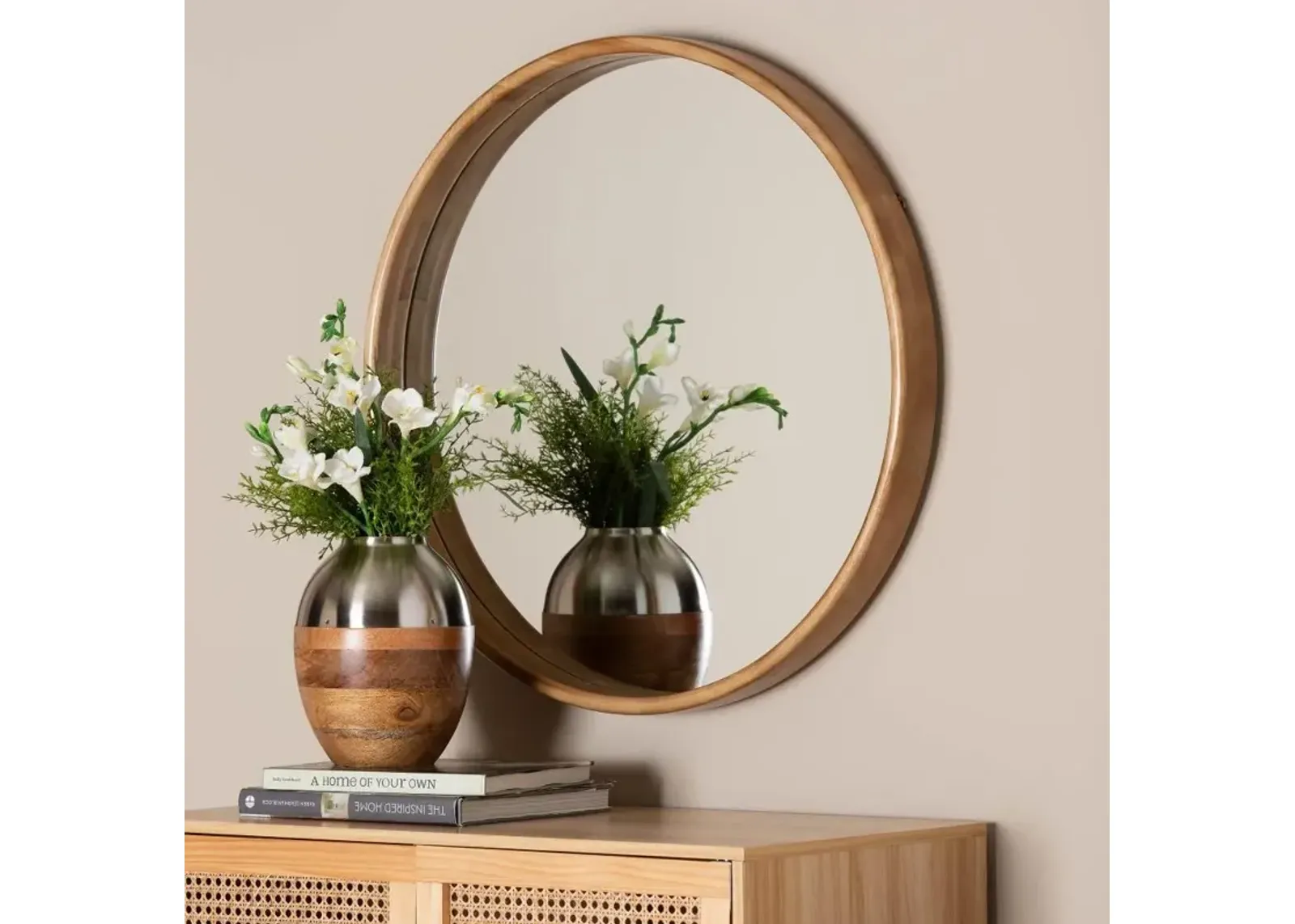 Tazara Natural Round Wall Mirror