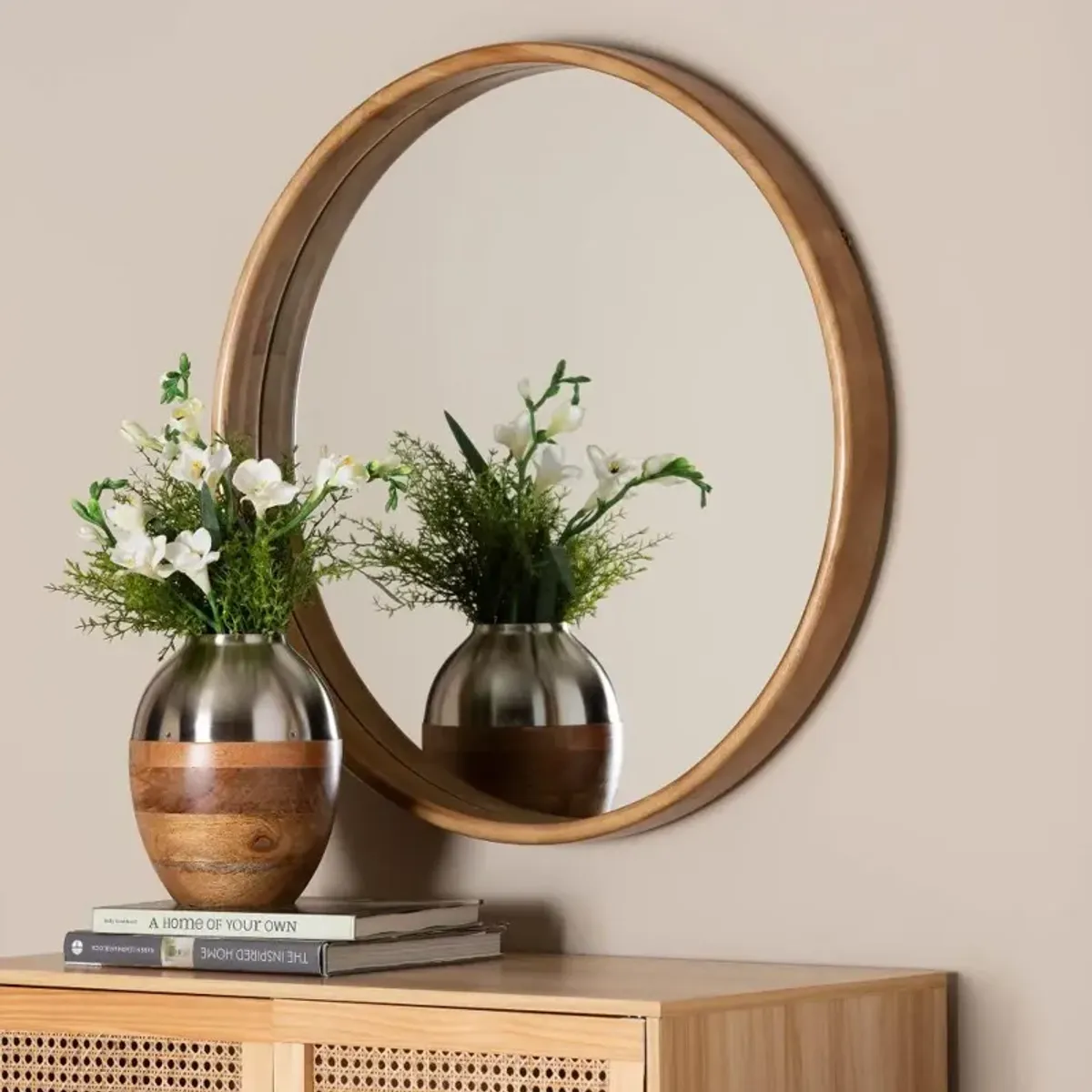 Tazara Natural Round Wall Mirror