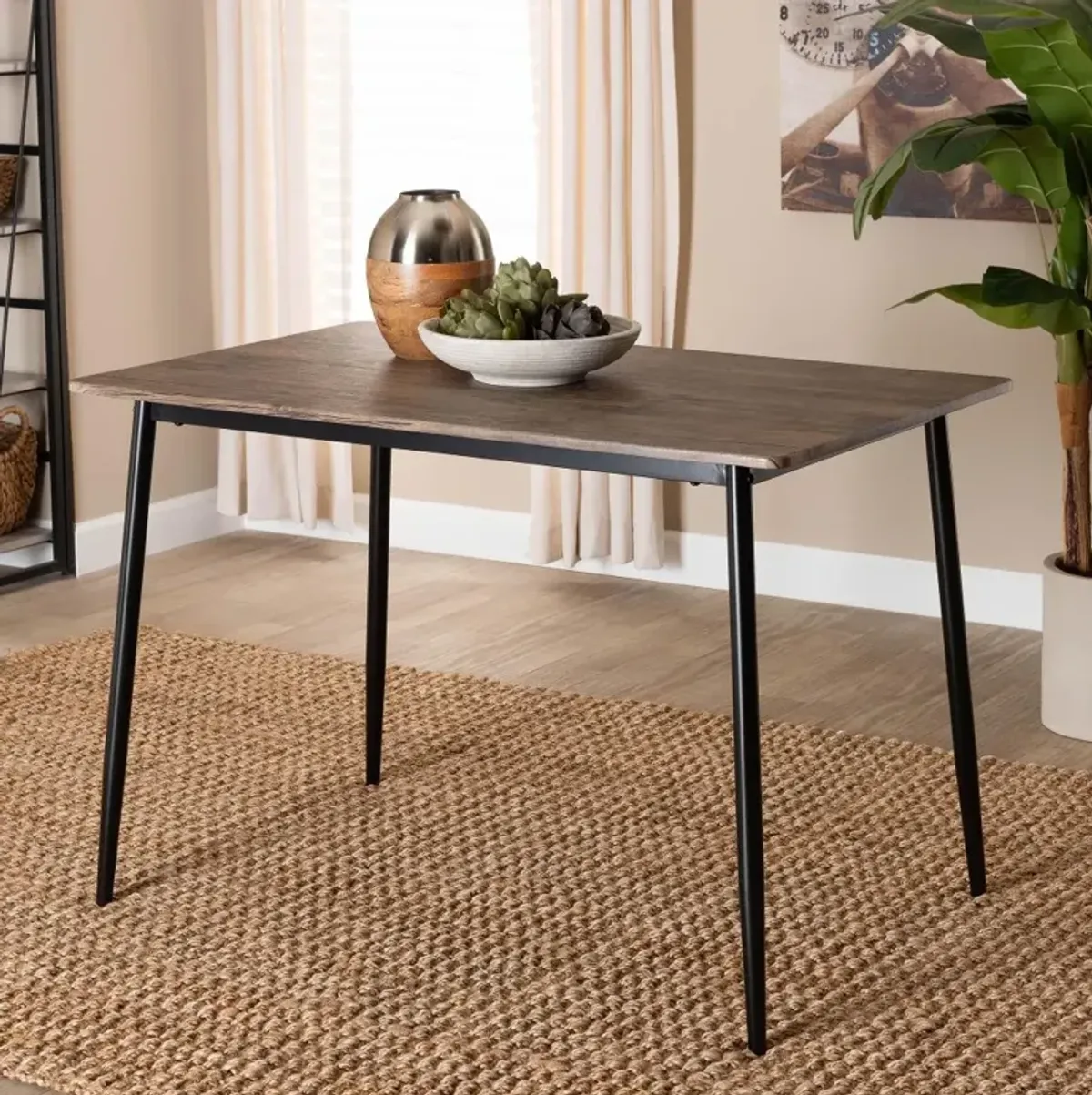 Dalair Industrial Wood and Metal Dining Table