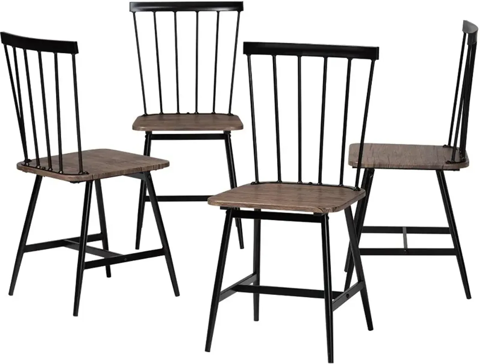 Cardinal Industrial Wood and Metal Dining Chairs, Set of 4