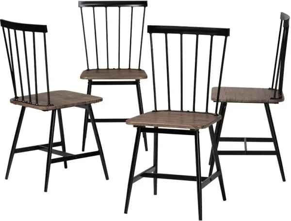 Cardinal Industrial Wood and Metal Dining Chairs, Set of 4