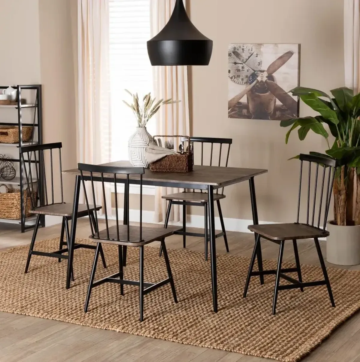 Cardinal Industrial Wood and Metal 5-Piece Dining Set