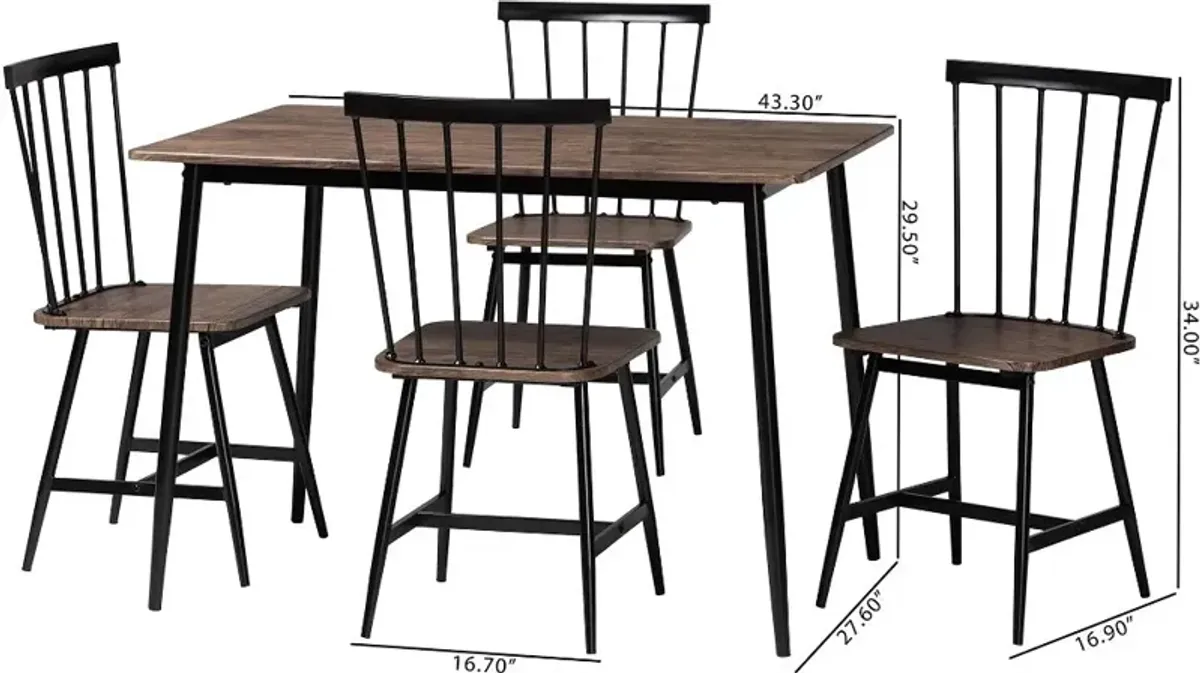 Cardinal Industrial Wood and Metal 5-Piece Dining Set