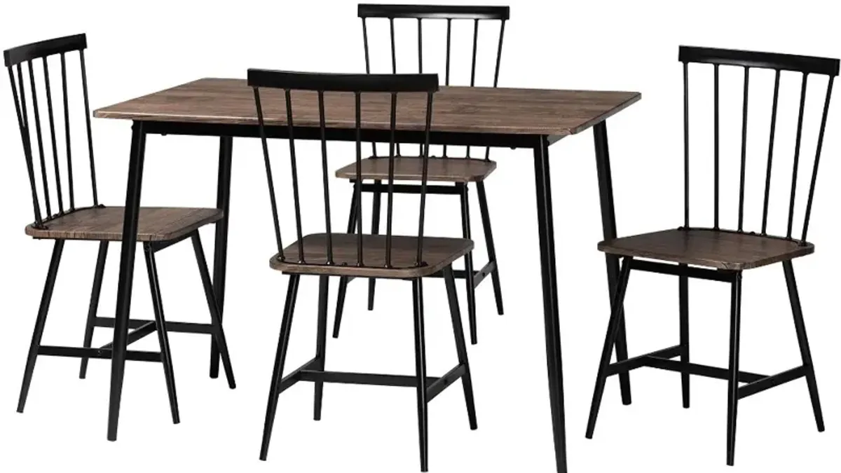 Cardinal Industrial Wood and Metal 5-Piece Dining Set