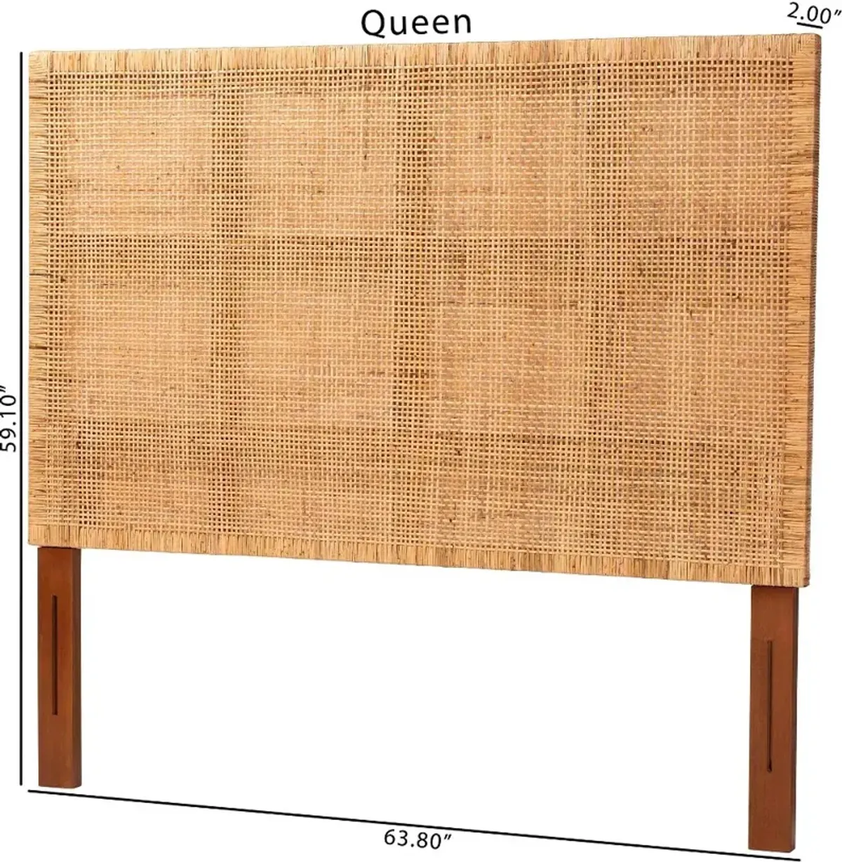 Lesia Natural Rattan and Mahogany Queen Headboard