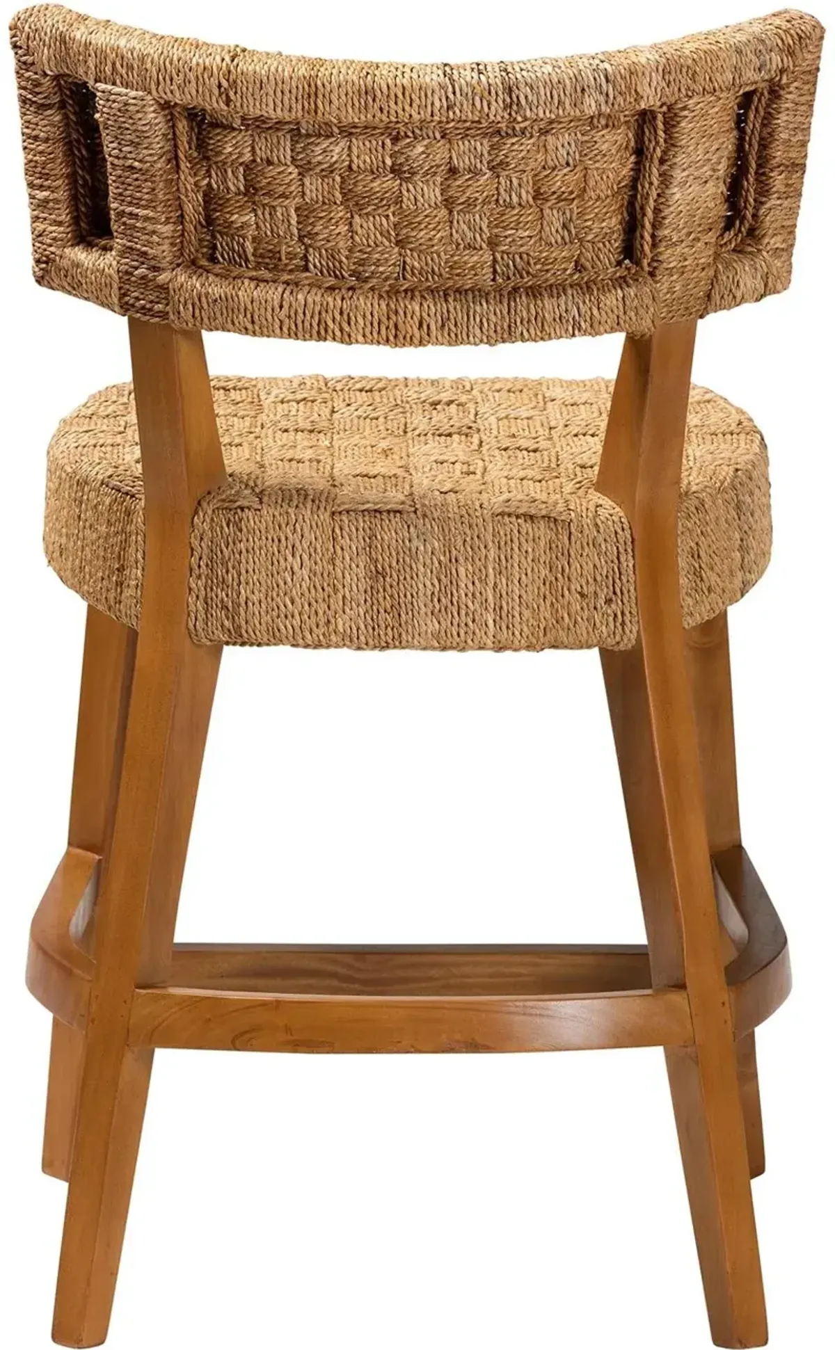 Sabit Seagrass and Mahogany Counter Stool
