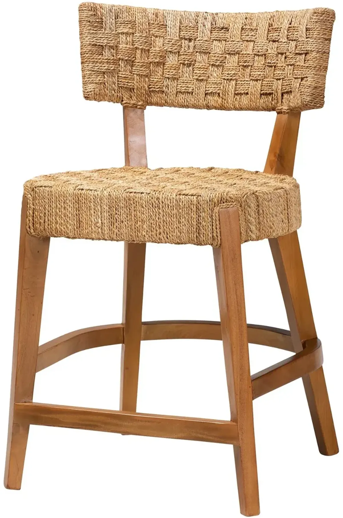 Sabit Seagrass and Mahogany Counter Stool