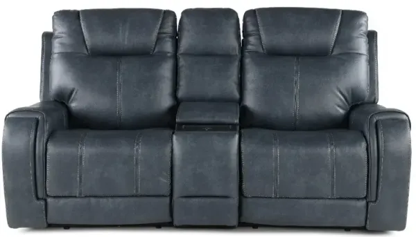 Conway Slate Gray Power Reclining Loveseat with Console