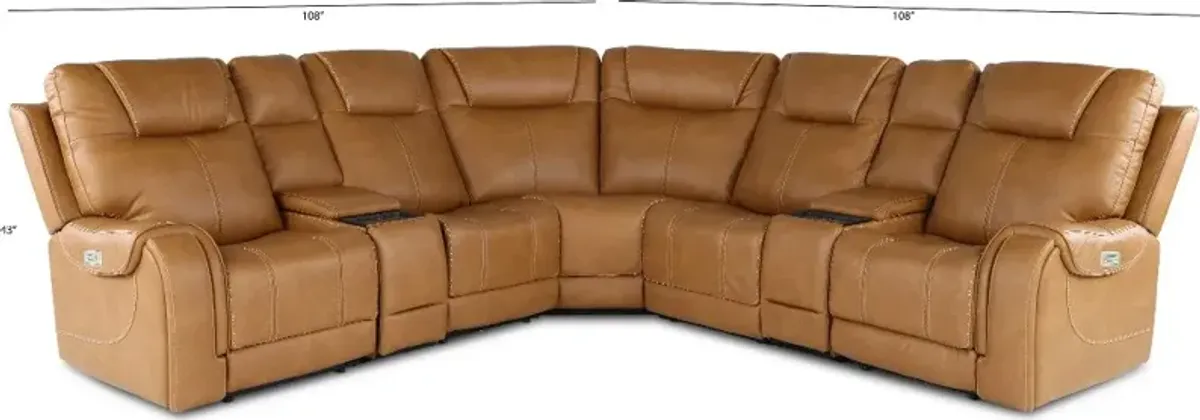 Conway Saddle Brown 7 Piece Power Reclining Sectional