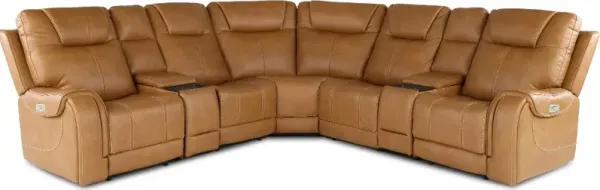 Conway Saddle Brown 7 Piece Power Reclining Sectional
