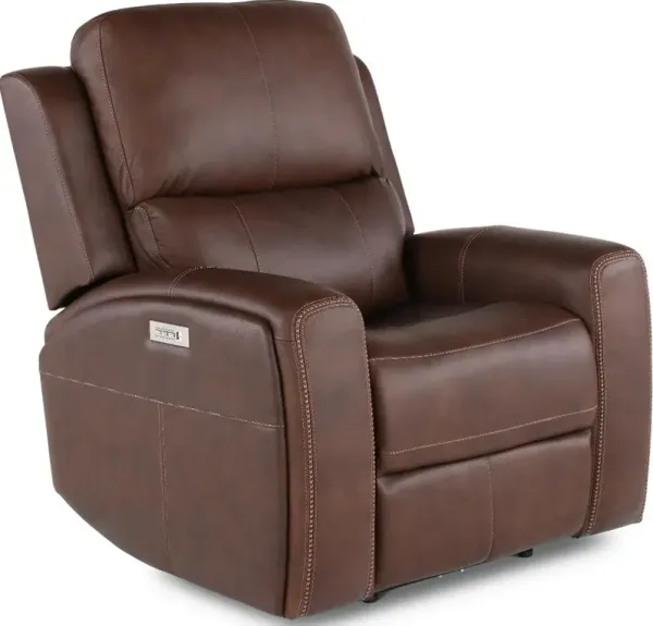 Linden Burnt Umber Power Recliner with Power Headrest