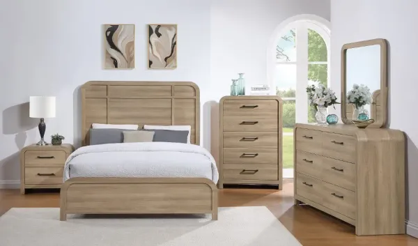 Waterfall Natural Honey 4 Piece Queen Bedroom Set