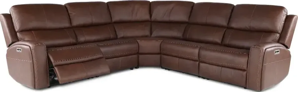 Linden Burnt Umber 5 Piece Power Reclining Sectional