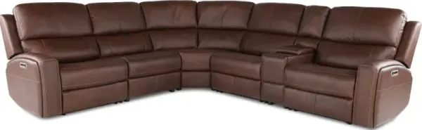 Linden Burnt Umber 6 Piece Power Reclining Sectional