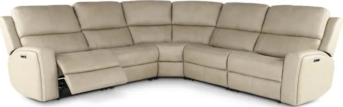 Linden Beige 5 Piece Power Reclining Sectional