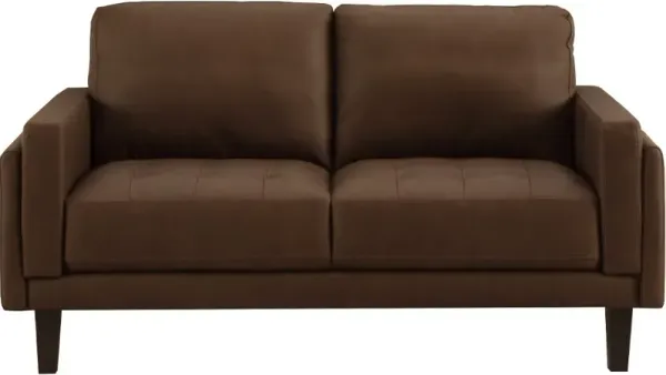Guernsey Brown Leather Loveseat