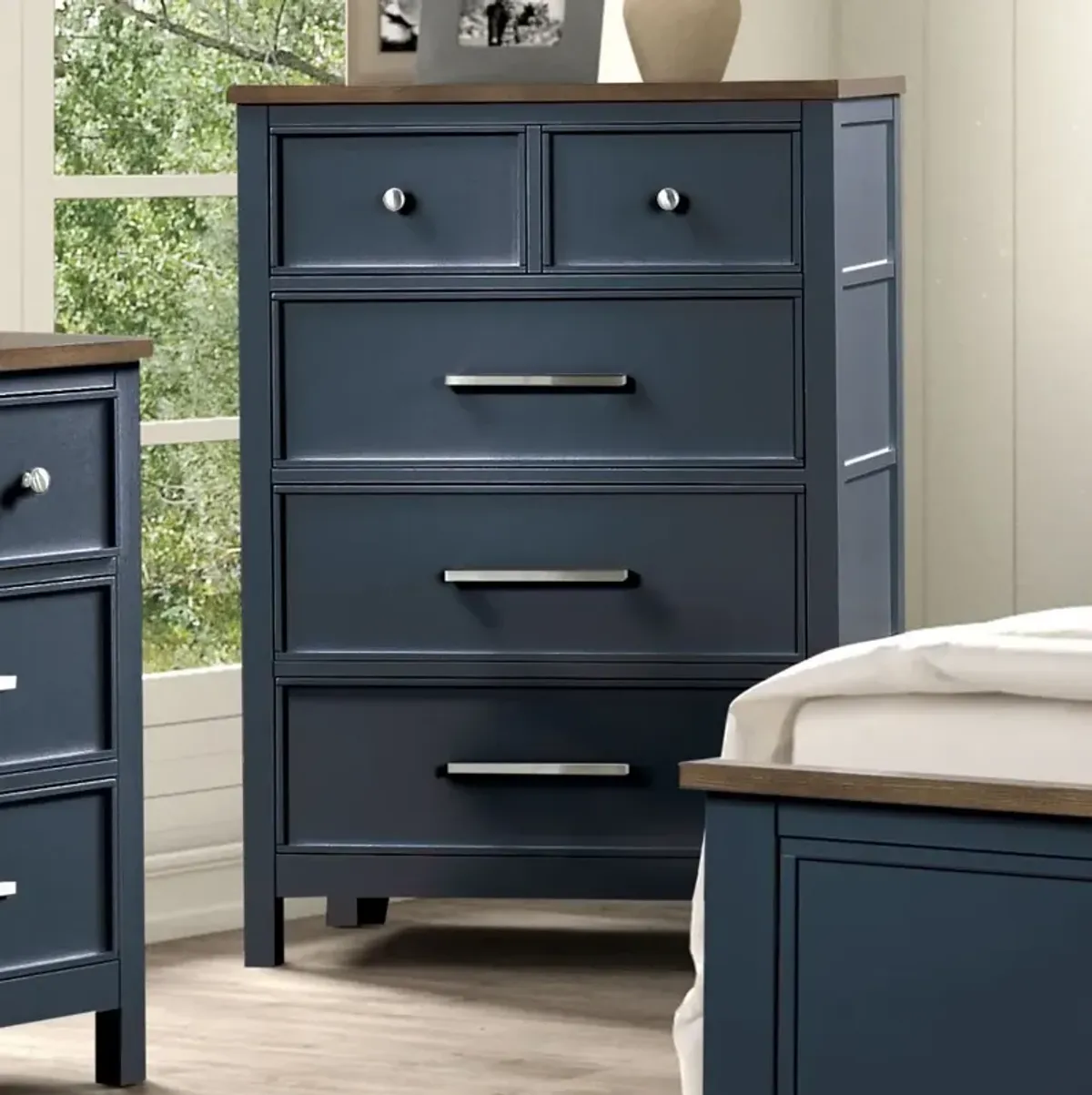 Parker Blue and Brown Chest of Drawers