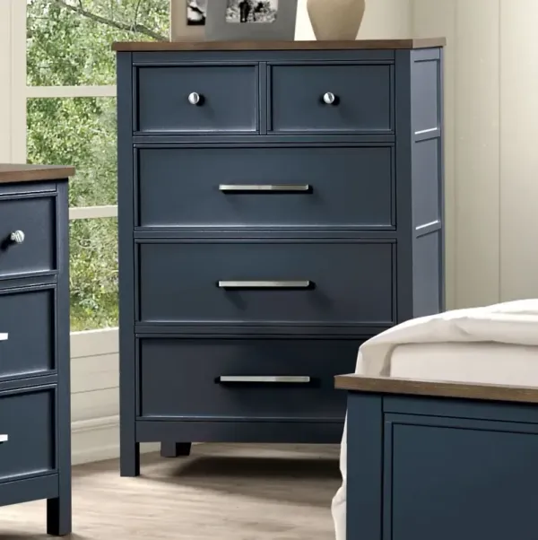 Parker Blue and Brown Chest of Drawers