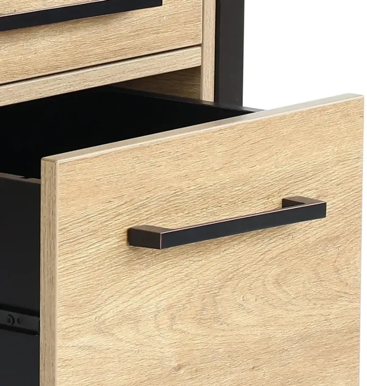Mason Natural and Black Credenza and Hutch