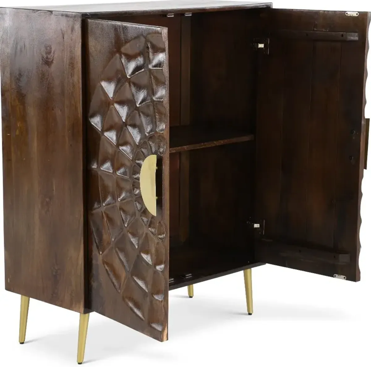 50" Brown Mango Wood 2 Door Cabinet