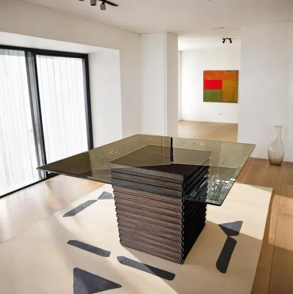 Dallas Walnut Brown and Glass Dining Table