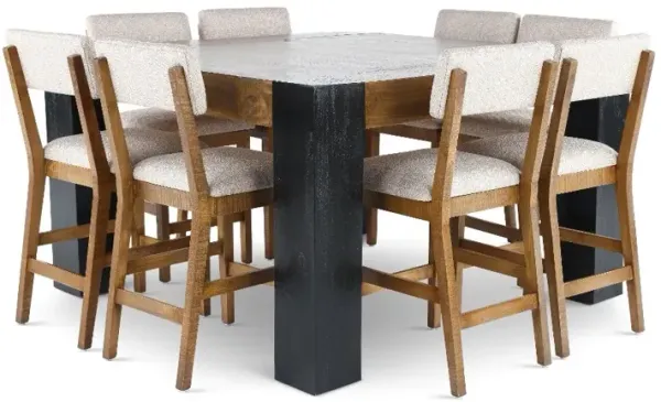 Pacifico Caramel and Black 9 Piece Counter Height Dining Set