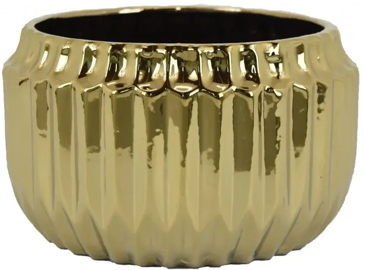 10" Gold Ceramic Textured Bowl