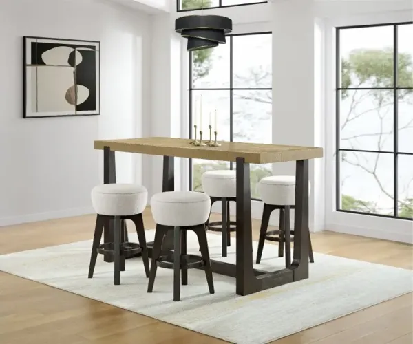 Sudbury Natural and Dark Brown Bar Height 5 Piece Dining Set