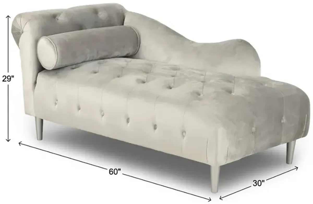 Velvet Silver Upholstered Youth Chaise