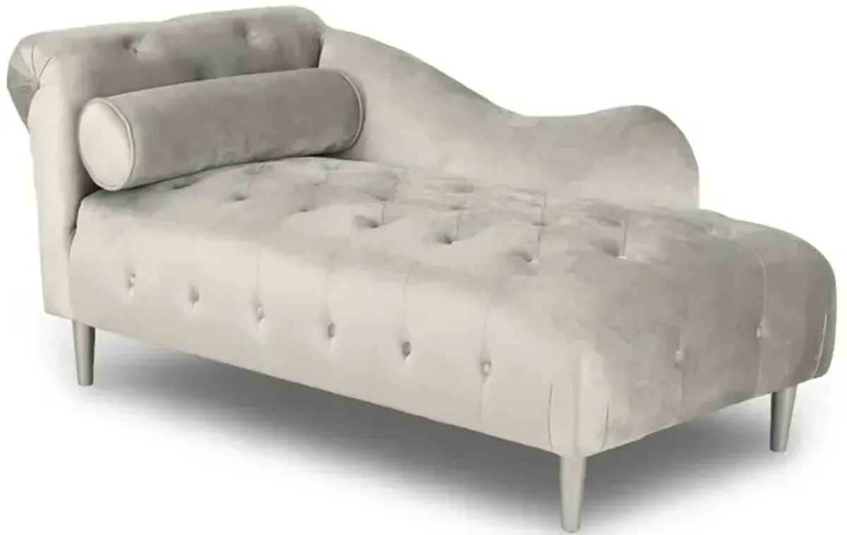 Velvet Silver Upholstered Youth Chaise