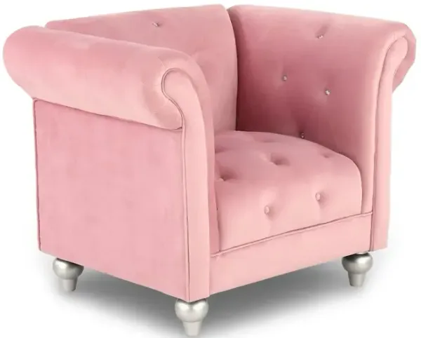 Velvet Pink Upholstered Youth Chair