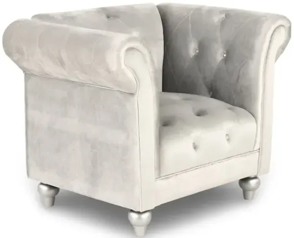 Velvet Silver Upholstered Youth Chair