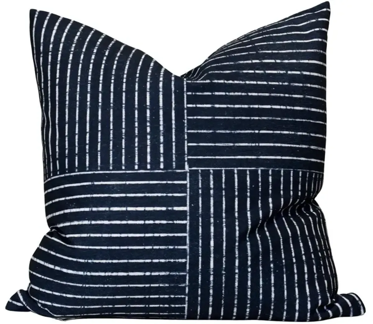Norman Wyatt Black and White Stripe Down Accent Pillow