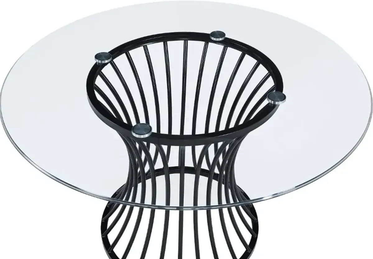 Tracy Black and Glass 48" Round Dining Table