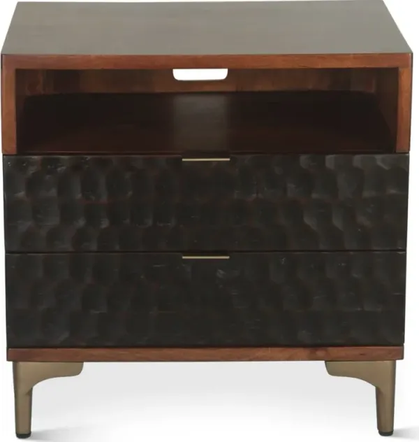Santa Cruz Antique Bronze and Brown Nightstand