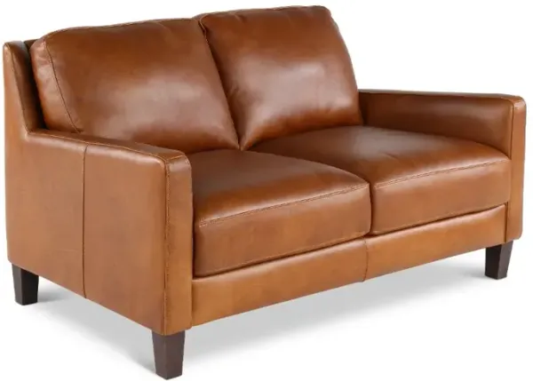 Leon Brown Leather Loveseat