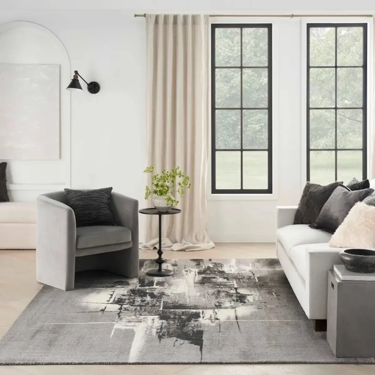 Twilight 5 x 8 Contemporary Gray and Ivory Area Rug