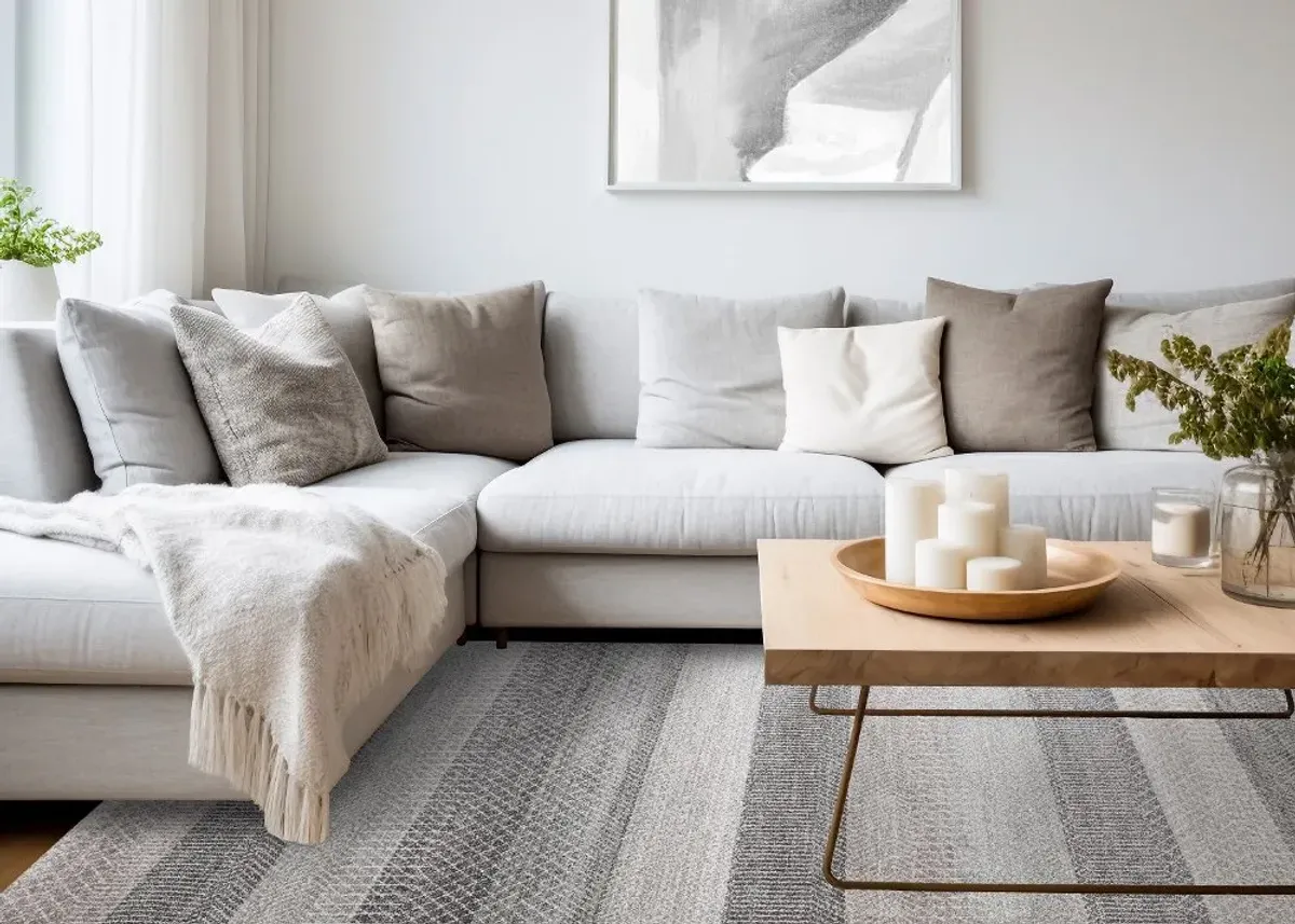 Mae 5 x 8 Gray and White Band Area Rug