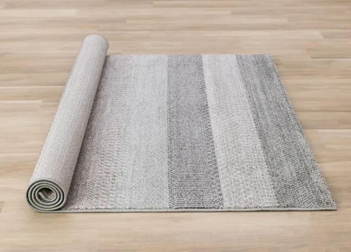 Mae 5 x 8 Gray and White Band Area Rug