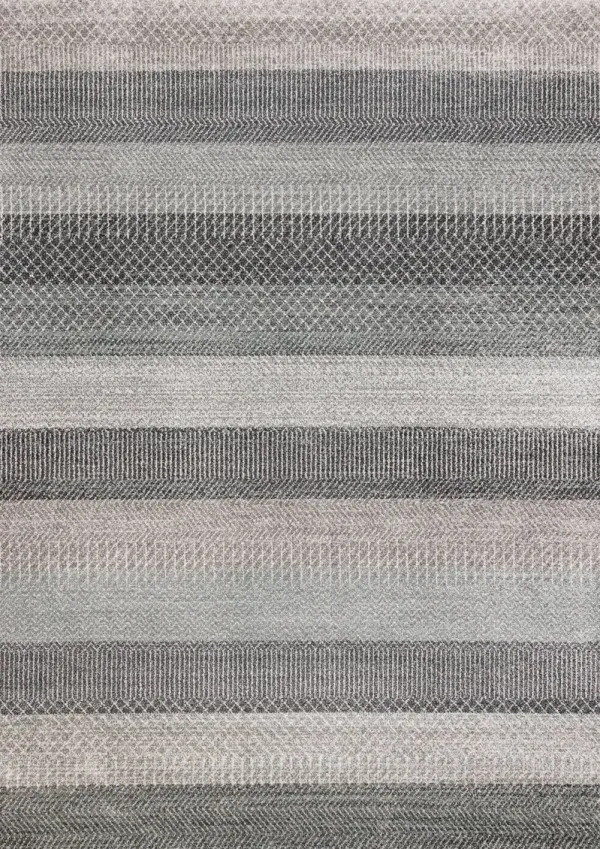 Mae 5 x 8 Gray and White Band Area Rug