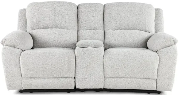 Sahara Nickle Light Gray Power Reclining Loveseat with Console