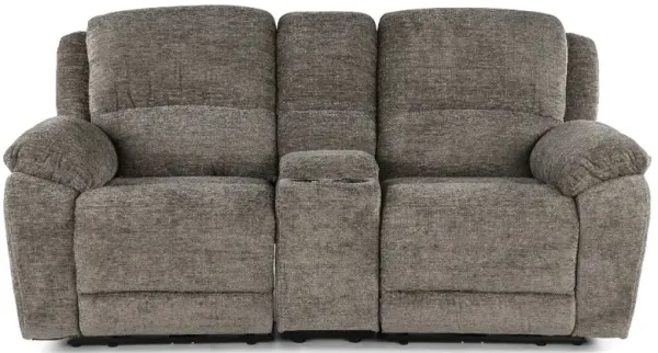 Sahara Stone Dark Gray Power Reclining Loveseat with Console