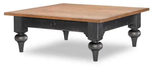 Country Living Oak and Black Square Coffee Table