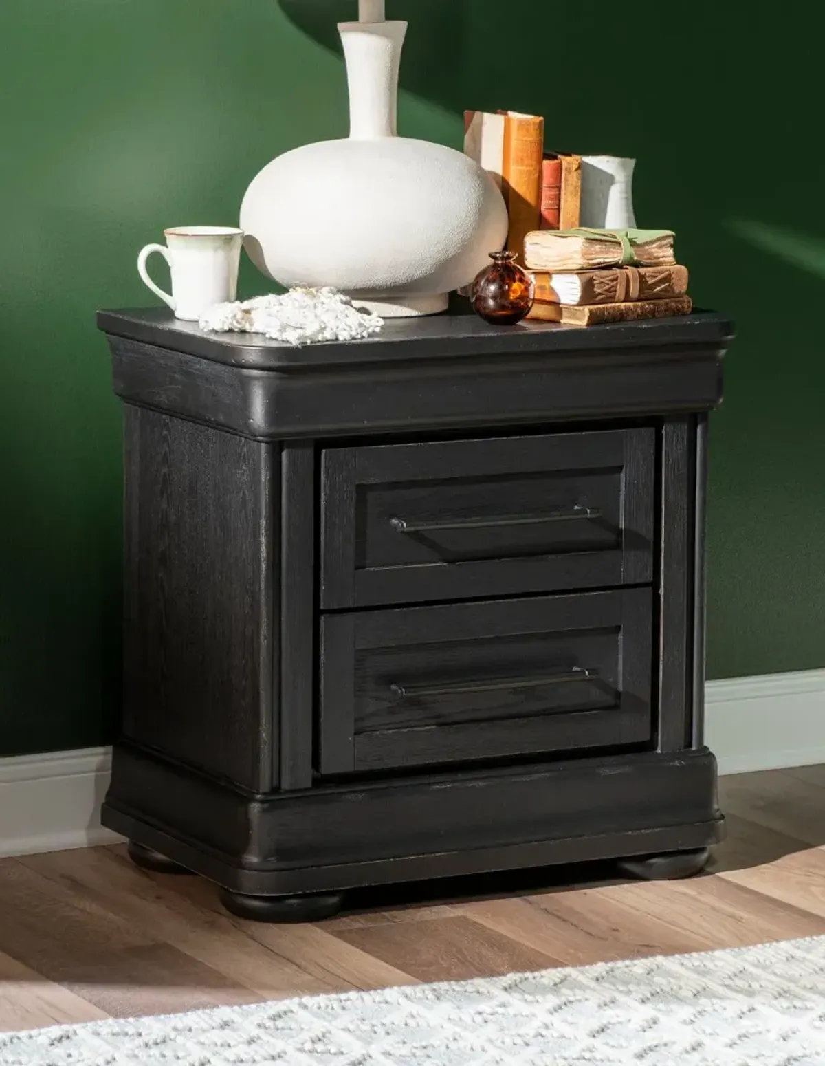 Country Living Black 2-Drawer Nightstand