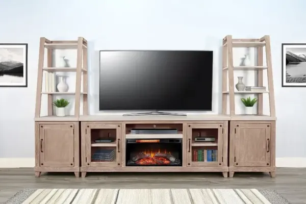 Rivan 64" Natural Fireplace Entertainment Center
